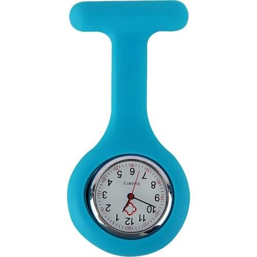 Fashion Portable Nurse Watch Silicone Round Rubber Dial Compact Brooch Tunic Fob Quartz Doctor Nurse Watch For Female 12 Colors