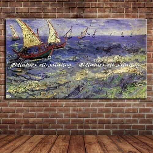 Seascape At Saintes-Maries Of Vincent Van Gogh 100% Handmade Reproduction Oil Painting On Canvas Wall Art picture For Home Decor