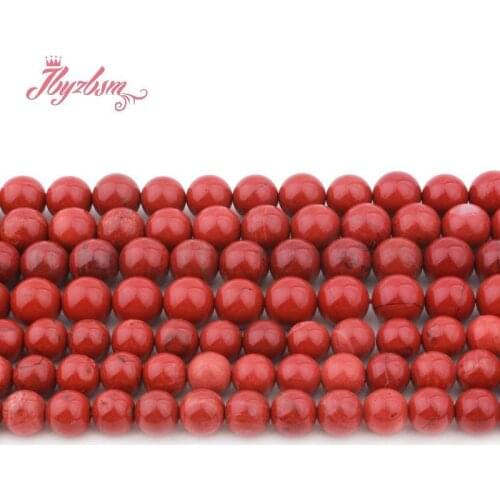 JBYZBSM Natural Jaspers Round Beads Smooth Loose Spacer Stone Beads For DIY Necklace Bracelets Jewelry Making Strand 15" 6/810MM