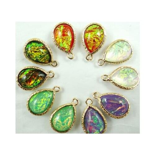 Natural stone Turquoises Quartz crystal Resin Double Loop Connector Pendant for diy Jewelry making necklace Accessories 10PCS