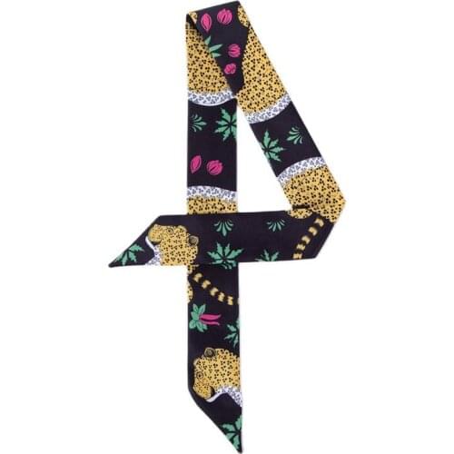 New Design Ladies Luxury Scarf Fashion Leopard Print Beach Scarf and Shawl Skinny Tied Bag And Hair Scarf C109