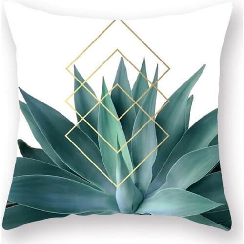 Printed Green Pillowcase Tropical Plant Letter Geometry Customized Cushion Cover for Sofa Car Chair Home Decoration Accessories