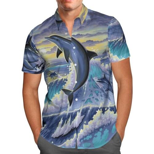 Dolphin Jumping 3DPrint Beach Hawaiian 2021 Summer Shirt Short Sleeve Shirt Streetwear Oversized 5XL Camisa Social Chemise Homme