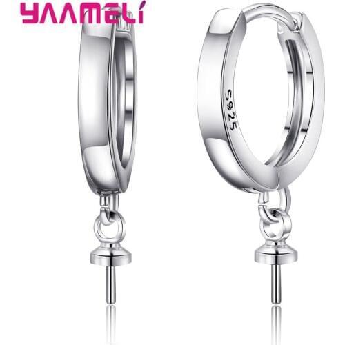 Simple Round Circle 925 Sterling Silver Pendant Earrings for Women Unique Pendant Loops Hoop Earrings Piercing Jewelry Gift