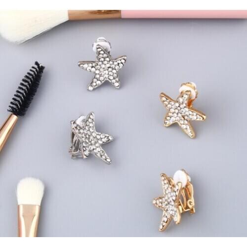 Star multicolor Brass micro pave cz zircon cubic zirconia Ear clip cuff Earrings no piercing copper gold plated crystal etvd2a