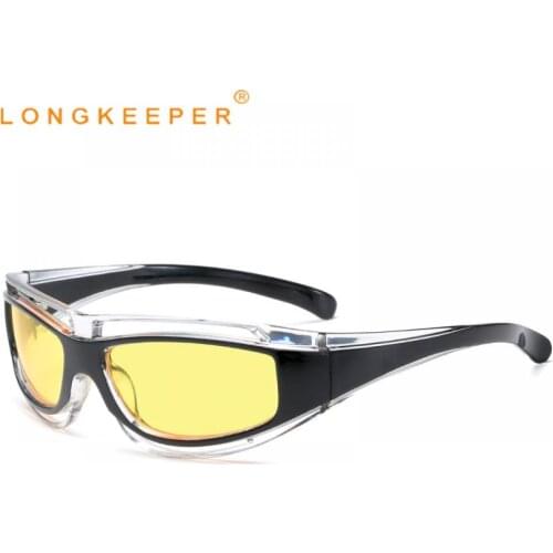 LongKeeper Sport Sunglasses Men Women Classic Vintage Outdoor Sports Sun Glasses Male Yellow Lens Driving Eyewear lentes de sol