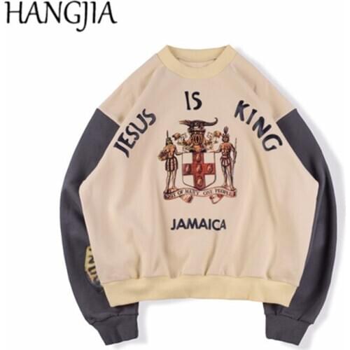 Jesus Is King Sweatshirt Patchwork Print Urban Streetwear Stranger Thing Kanye Concert Hip Hop Hoodie Pullovers Men and Women