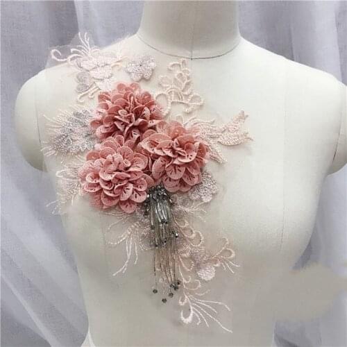 GLace DIY Handmade Beaded Applique Flower wedding dress jewelry handmade diy decoration TX1081