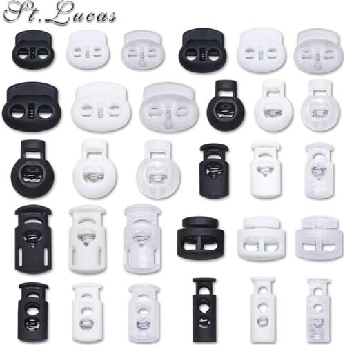 New 10pcs Cord Lock Plastic Stopper Cord Ends Toggles Clip Buckle Button White Black Frost Shoelace Sportswear DIY Bag Accessory