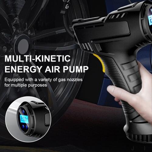 120W Car Air Pump Wireless Portable Car Automatic Tire Inflator Equipment Multi-purpose Pressure Gauge Emergency Accessories