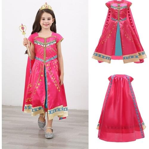 2021 Arabian Jasmine Princess Costume Jasmine Dress Kids Fancy Outfit Girl Christmas Birthday Party Halloween Cosplay Costume