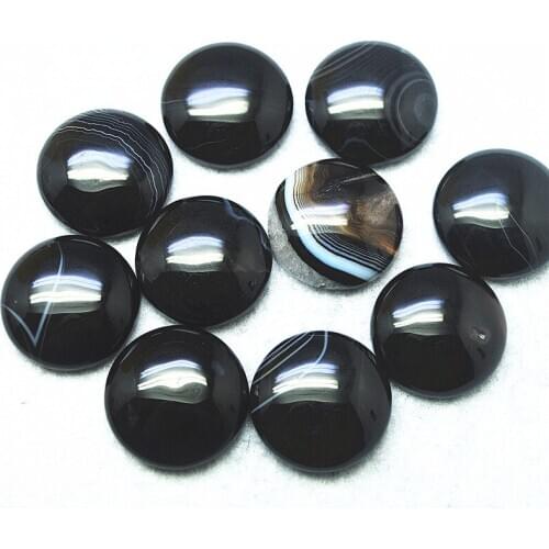 4PCS Nature Black Onyx Cabochons Round Shape NO Hole 16MM 20MM 25MM Wholesale Price Loose Beads Jewelry Components