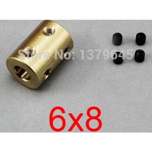 6mm to 8mm 6x8 rigid coupling CNC Motor Jaw Copper Shaft Coupling brass Coupler, model ship model airplane Motor connector