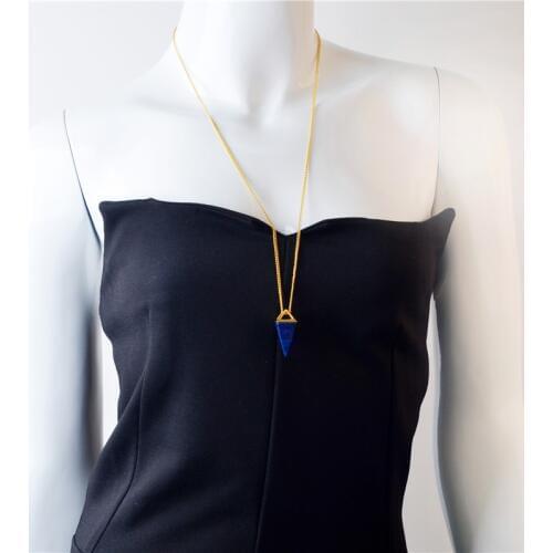 7 Colors Lapis Lazuli Pyramid Pendant Necklace Natural Quartz Stone Healing Crystal Charms Jewelry