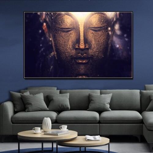 Abstract Buddha Canvas Painting Modern Buddha Poster and Print Vintage Buddhistic Wall Art Picture Temple Living Room Home Decor