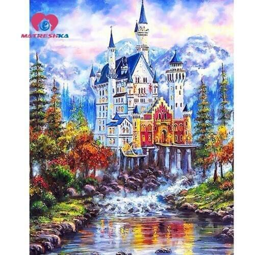 Diamond embroidery landscape castle diamond painting full square picture of rhinestones mosaic pattern Modular pictures for home