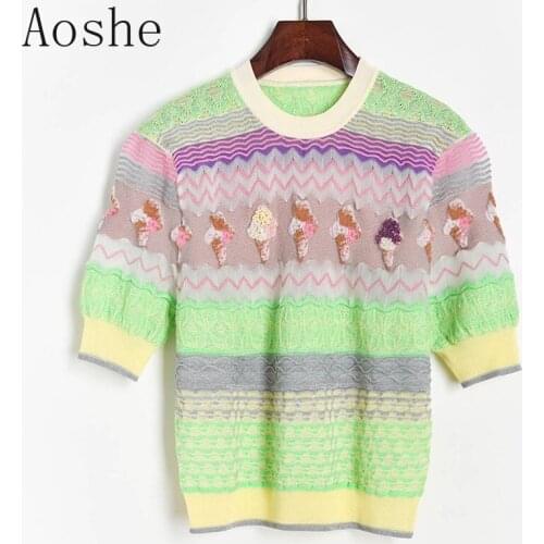 Aoshe Women's Knitted T-shirts