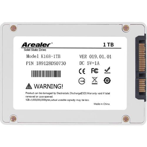 Arealer 2.5inch SSD 1TB Solid State Drive 8G 512G SATA 3 SSD Solid State High Speed Storage for Desktop Laptop White