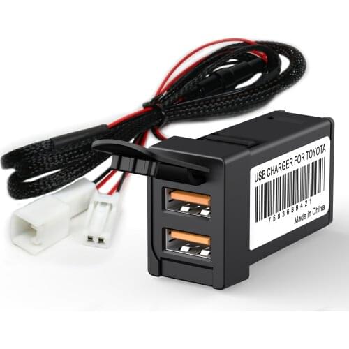 CHELINK Car Charger Fast Socket Adapter Cigarette Lighter with Cover 9-12v 1.5A 2Port USB Out Put Voltage Dual USB for Toyota