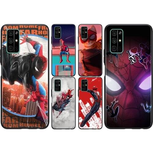 Marvel Spider-Man For Huawei Honor 50 SE V30 View 20 V20 30i 30S 30 20S 20E 20i 20 Lite Pro Plus Black Phone Case