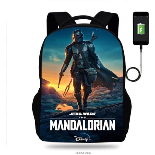 Babyyoda Backpack Mandalorian Children USB Charging Students School Bags Stars Wars Casual Travel Laptop Mochila infantil
