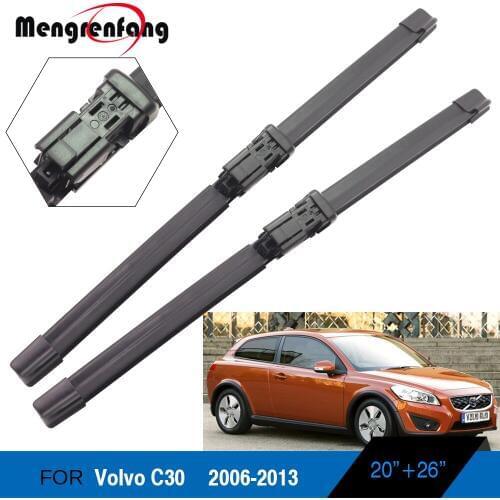 For Volvo C30 Car Soft Rubber Wiper Blades Front Windscreen Wiper Push Button Arms 2006 2007 2008 2009 2010 2011 2012 2013