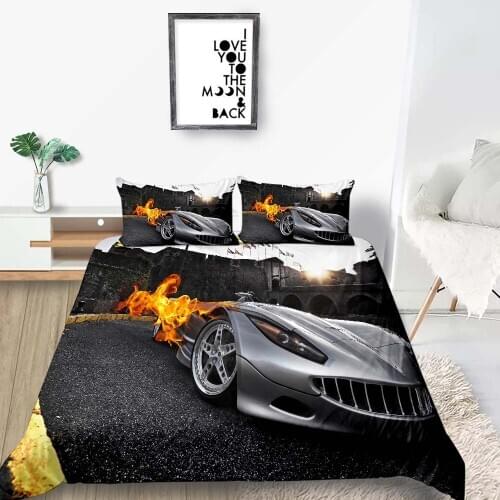 Racing Car Bedding Set Luxury Fashionable Popular 3D Cool Duvet Cover King Queen Twin Full Single Double Unique Design Bed Set