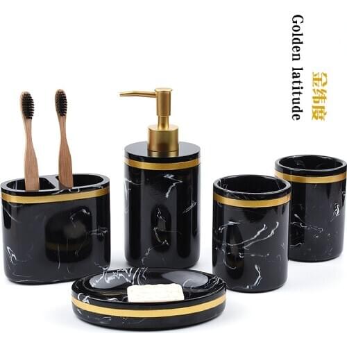 Creative resin bathroom 5-piece set Nordic marble bathroom wash set hotel supplies bathroom set