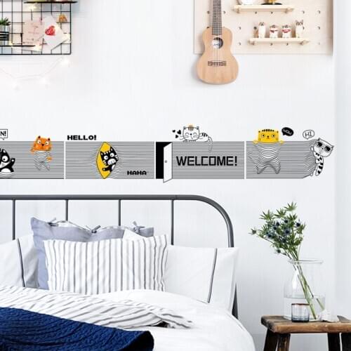 Personality Cat Wall Sticker Dormitory Bedroom Rooms Decoration Creative Wall Art Decals DIY Vinyl Wallpaper Self-adhesive Decor