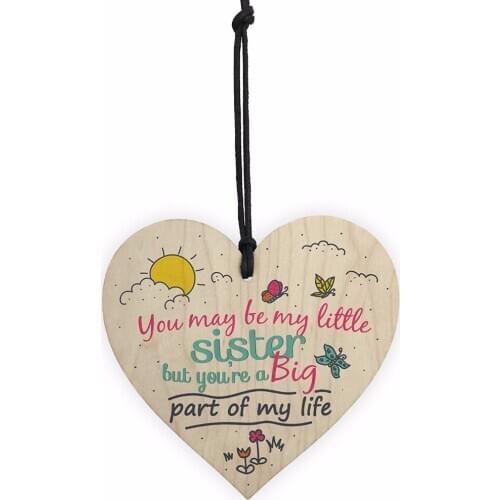 Little Sister Big Part Of My Life Wooden Hanging Heart Plaque Sister Love Best Friend Thank You Sign Christmas Gift