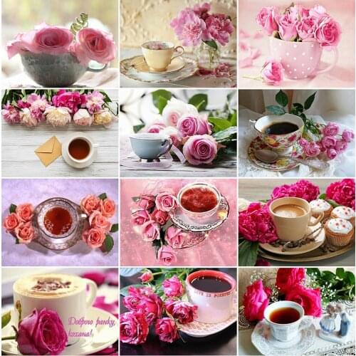 MomoArt Diamond Painting Rose Cross Stitch Kit Diamond Mosaic Flowers Full Square Embroidery Picture Of Rhinestones Home Decor