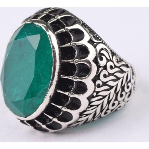 Green Paraiba Tourmaline Ring, Mens 925 Silver Handmade Ring, Handmade Man Intricate Sterling Silver Paraiba Ring