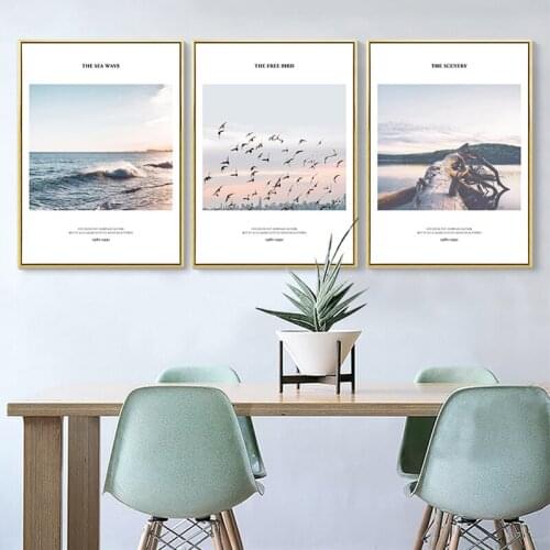 Nordic Sea Bird Wall Art Canvas Poster and Print Canvas Painting Landscape Decorative Modren Creative Picture for Living Room