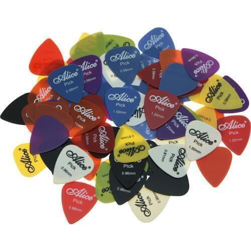 50pcs Alice Smooth Nylon Guitar Pick with Assorted Colors 6 Thickness 0.58/0.71/0.81/0.96/1.2/1.5