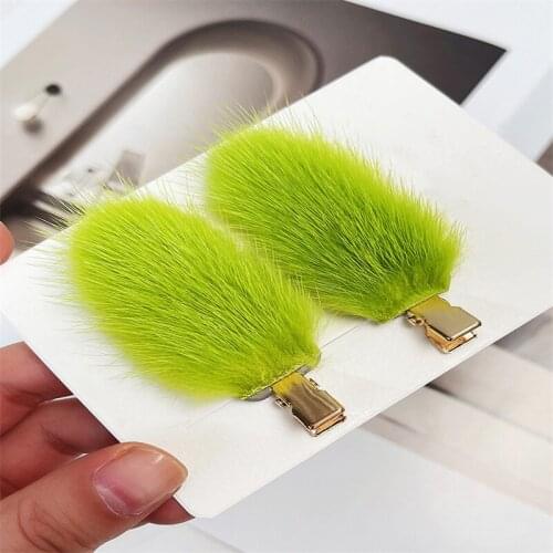 2021 New Sweet Retro Ladies High-end Fashion 100% Real Mink Hairpin Hair Accessories Girl Party Headdress