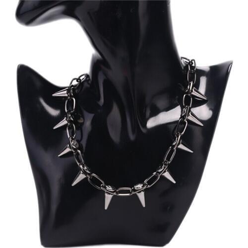 New Rivets Chokers Punk Goth Handmade CCB Material Choker Necklace Silver Spike Rivet Necklace Rock Gothic Chokers