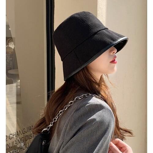 Fibonacci Hats For Women Summer Black Panama Cap Luxury French Plaid Bucket Hat Bob Casual Outdoor Travel Sun Protection Sun Hat