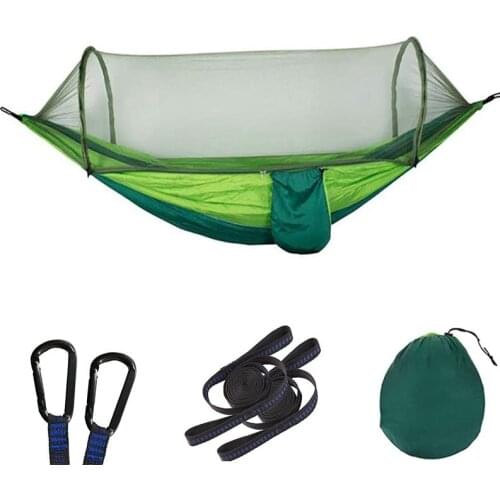 Camping Hammock with Mosquito Net Nylon Lightweight & Portable Travel Bed Set with Bug Net for Hiking Backpacking Beach Outdoor