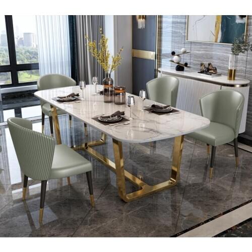 Light luxury marble dining table and chair combination household small apartment dining table