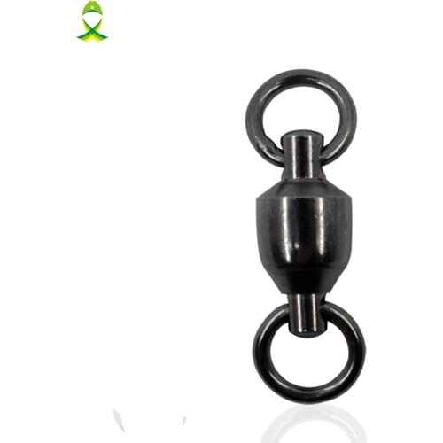JSM 10pcs Ball Bearing Fishing Swivel With Solid Ring Brass With Black Nickle Sea Fishing Swivels Connector Size 1 2 3 4 5 6 7 8