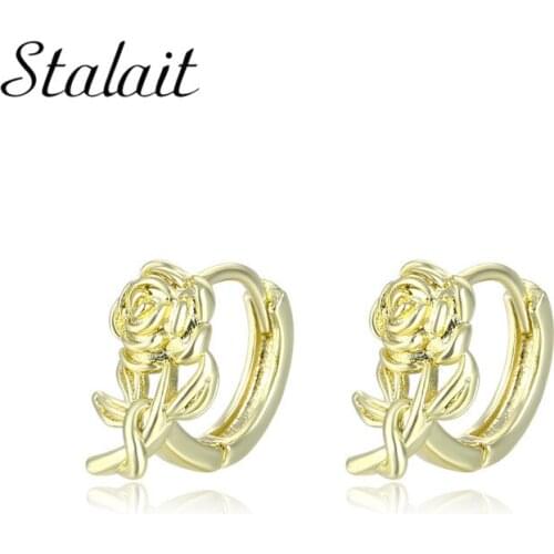 New Trendy Gold Color Flower Small Hoop Earrings For Women Girls Fashion Jewelry Accessories Wedding Party Daily Gift New