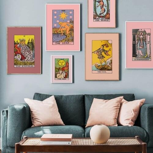 Nordic Abstract The Star Tarot Poster Wall Art Canvas Painting Print Sun Empress Priestess Pictures for Living Room Home Decor