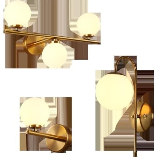 Modern Nordic Glass Meta Black/gold Ball Retro Vintage Wall Lamp E27 Loft For Cafe Bedroom Foyer hanglamp