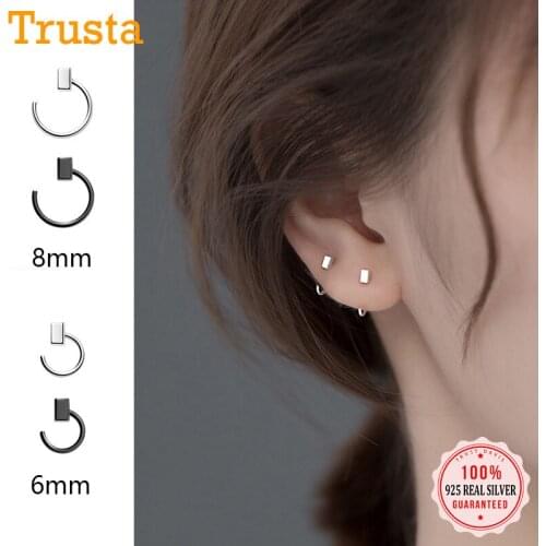 TrustDavis Real 925 Sterling Silver Fashion Sweet Mini Square Charm Stud Earrings For Women Wedding Party Fine Jewelry DA2019