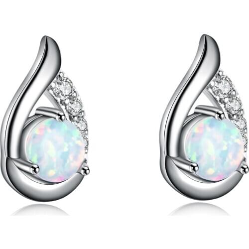 UFOORO earrings Angel wings White Blue Fire Opal Earrings for Women Jewelry Cute Earrings Gift girlfriend