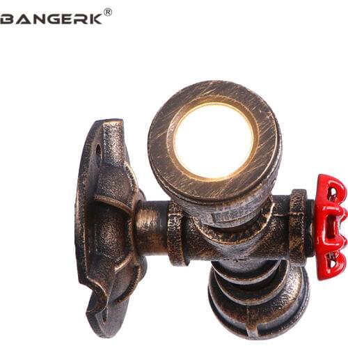 Vintage Valve Decor Water Pipe Wall Lamp Loft Industrial LED Wall Light Sconces Bedside Home Lighting Wandlamp Rust Fixtures