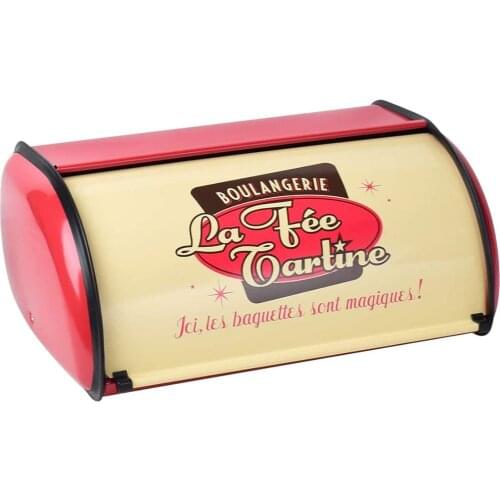French Vintage Storage Case Bread Box Metal Bread Bin Red Durable Bread Space-Saving Storage Holder For Kitchen Home Organizer