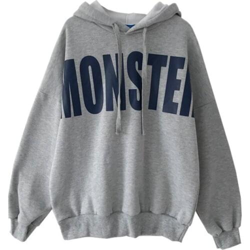 Japanese Hoodies Women Hooded Oversize Thick Plus Velvet Loose Letter Print Womens Hoodie All-match Leisure Simple Trendy