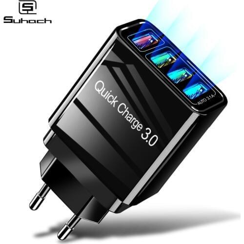 Suhach USB Charger Quick Charge 3.0 Fast Charging QC3.0 Multi USB Charger for Samsung S10 Plus Xiaomi Travel Wall Phone Charger
