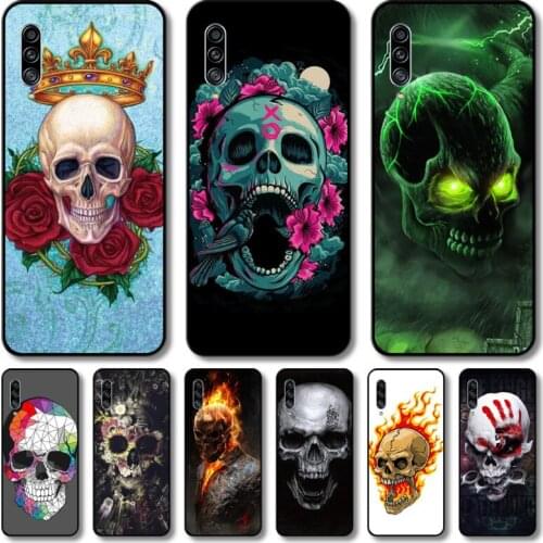 Green flower skulls Phone Case For Samsung Galaxy A71 50 51 52 52 42 32 21 20 12 11 10 02 01 UW 5G S Black Shell Art Cell Cover